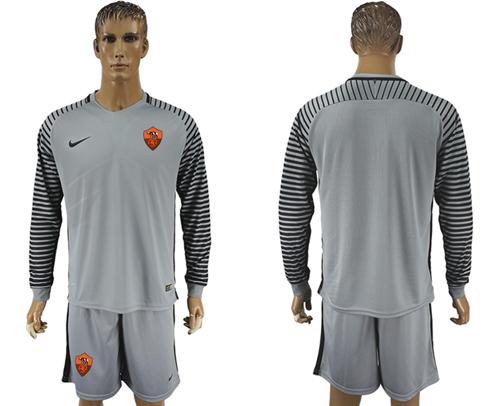 Roma Blank Grey Goalkeeper Long Sleeves Soccer Club Jersey